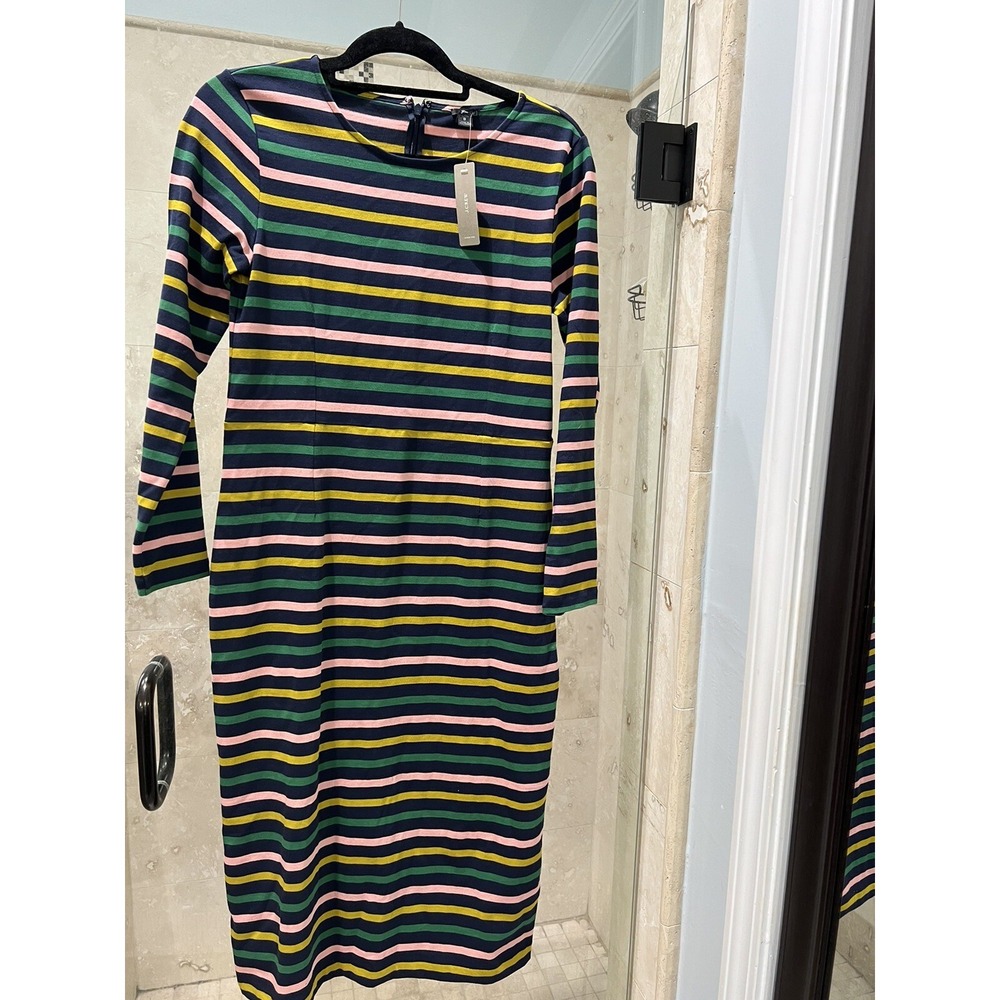 J.CREW Womens Multicolor Striped Long Sleeve Dress Rainbow G7980 Size 8